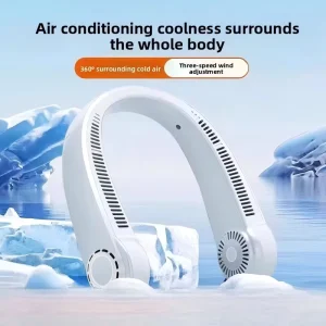 Wearable Neck Fan Portable Mini USB Charging Cooling Fan 5 Speed Electric Leafless Neck Fan Car Travel Sport Hotel Use