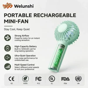 Wearable Ultra Quiet Portable Fan with Long Lasting Battery for Travel Camping