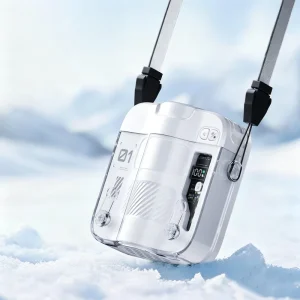 Wearable Waist Cooling Fan 16000RPM Turbo Rechargeable LED Light Semiconductor Ice Cool Clear Portable Neck Fan Outdoor