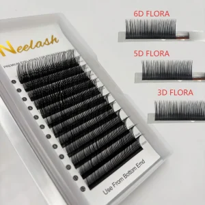 Wet Look Spike Promade Fans Custom Logo Premade Fan Black Matte Handmade Cruelty Free Natural Style 3D 5D 6D Eyelashes