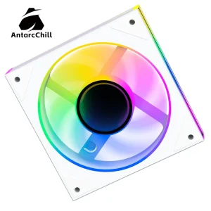 White 120mm PC Fan Bright ARGB Lighting Fluid Bearing Shock Absorb Rubber Frame Exhaust Fan for CPU and Computer Case