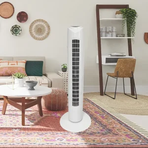 White Electric Fan Leafless Intelligent Control Tower Fan