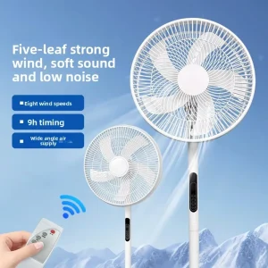 White Floor Fan Dual Purpose Silent Upright Circulating Powerful Airflow Office Eco Friendly Remote Control Adjustable Height