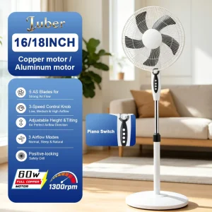 White Industrial Plastic Summer Use Electric Floor Standing Air Cooling Fan Oscillating Low Noise Adjustable Height Outdoor