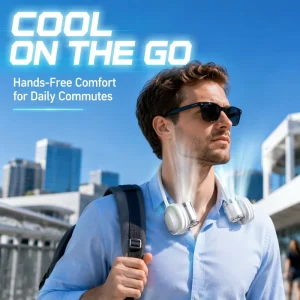 White Portable Neck Fan 3000mAh Rechargeable Portable Hands Free Neck Cooler USB Personal Wearable Fan for Travel