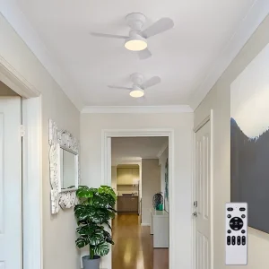 White Smart Ceiling Fan with Dimmable LED Light WiFi App Voice Control 6 Speed Reversible Timer Night Mode Flush Mount 3 Blade