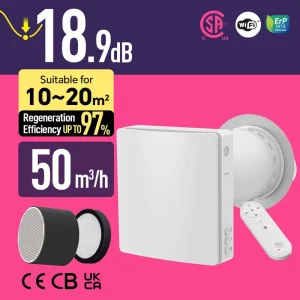 WiFi Control Decentralized Wall Mounted Air Recuperator Energy Saving Room Heat Recovery Ventilator Unit