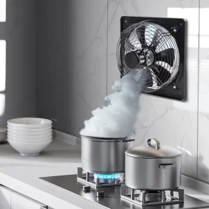 Window Type Iron AC Powered Exhaust Fan 7 Blades Household Kitchen Range Hood Rental Room Powerful 1400W Silent High Wind 4 Inch