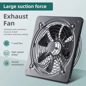 Window Type Iron Exhaust Fan AC Powered Hanging 7 Blades Household Kitchen Ventilation Fan Rental Room Powerful 1400W Range Hood