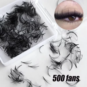 Wispy Loose Fan Lash Pointy Base 500 Fans Dark Black Premade Sandwich Spikes Russian Volume Handmade False Lashes