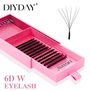 Wispy Soft Faux Mink Premade 6D Volume Fan Lashes Natural Machine-Made 0.07 Thickness