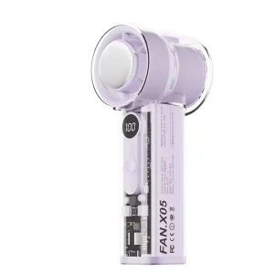 X05 Transparent Mechanical Style High Speed Ice Compress Portable Handheld Fan Rechargeable Mini Fan with Digital Display