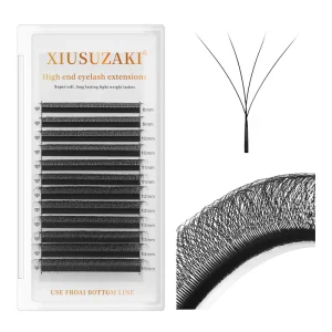 XIUSUZAKI Bloom Automatic Flowering Premade Fans W4D Natural Soft Light Lashes Volume 4D W Shaped Eyelash Extension