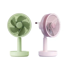 YASE Modern Minimalist Height Adjustable Desktop Fan with Night Light USB Charging 3 Wind Speed Table Fan for Personal Use