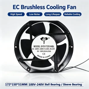 YD 17251 EC Cooling Fan 100V-240V Brushless Axial Fan 172x151x51mm Oval Industrial Ventilation Fan for Cabinet Equipment