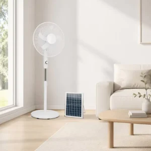 YL 168 16 Inch Solar Standing Fan Long Battery Life DC Rechargeable Fan with Solar Panel 3 Speeds Oscillating Solar Fan