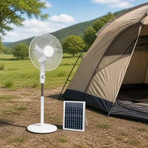 YL-168 Solar Powered 16/18 Inch Standing Fan with Solar Panel and LED Light