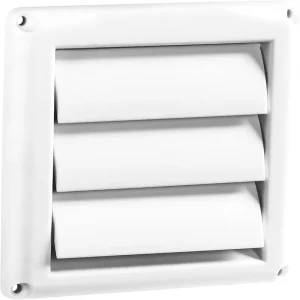 YOD Ip 67 Breathable Vents 4″ Round White Plastic Louver Louvered Hood Wall Air Exhaust Grille Outlet Outdoor Dryer Vent Cover