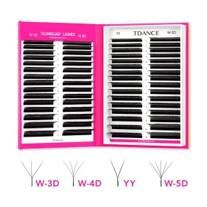 YY 3D-5D W Shape Volume Eyelash Extension Individual False Eyelashes 4D 5D Clover Lashes Korean PBT Vegan Extensions
