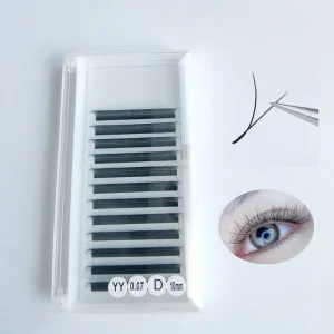 YY LASHES W Shape 12 Rows Model Eyelashes Premium PBT Material Easy Fan 7mm CC DD Natural Soft Lash