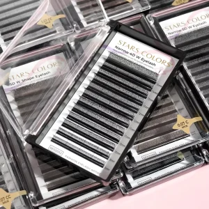 YY W Lash Extension Narrow Wide Fan 0.07mm Crisscross Eyelashes Matte Black Brown Weave Clover Lash Trays Pestanas