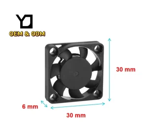 YiJie OEM ODM 30x30x06mm 12V 24V 3006 DC Brushless Axial Cooling Fan with Ball Bearing PBT Blades 5000 8000 RPM