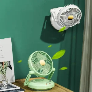 Younimei Mini Electric Table Fan with Night Light and Rechargeable Battery