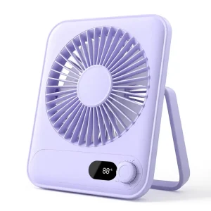 ZJH Small Desk Fan 5000mAh Battery 10 Hours Runtime 28dB Quiet Touch Control 180 Adjustable Angle Portable Rechargeable