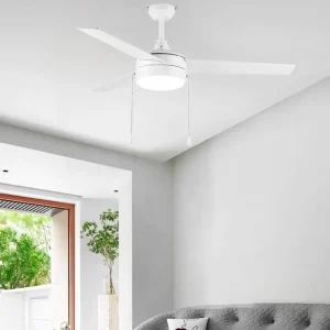 ZS 52 17012WH Low Profile 52 Inch Plywood BLDC Motor App Control LED Ceiling Fan With Light and Remote