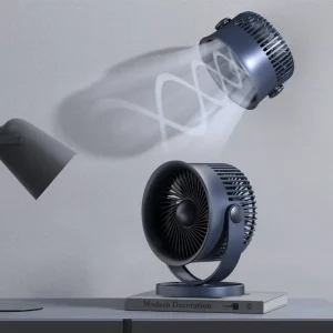 Zaiwan BSCI OEM Portable USB Rechargeable 2000mAh Plastic Turbo Desk Fan Quiet 180 Degree Rotation Hanging Table Camping Fans
