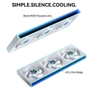 upHere 360mm White ARGB Reverse Fan Integrated PWM PC Cooling Fan Infinity Mirror High Airflow Intake Fan
